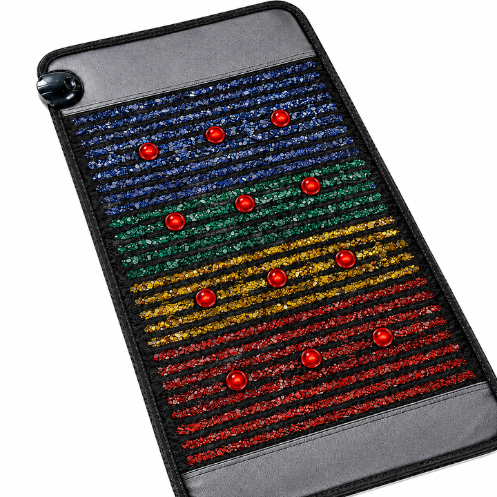 Premium PEMF Red Light Therapy Mat Infrared Heat Amethyst Tourmaline Jade Crystal Heating Cushion 660nm LED Light Full Body Wellness Mat