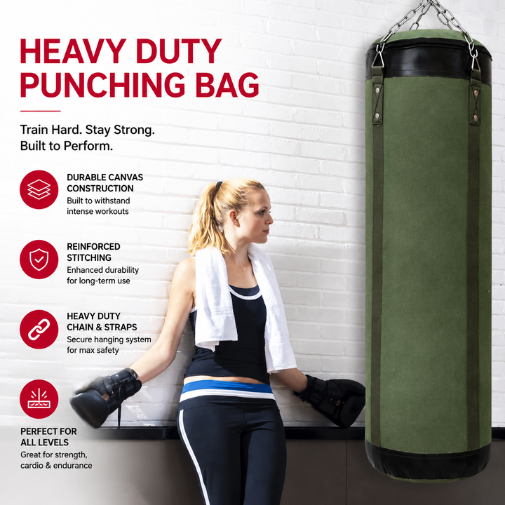 Premium PVC Boxing Sandbag Durable Hanging Punching Bag for Indoor &amp; Outdoor Training Oxford Cloth Sponge Material 60/80/100cm Sizes Chain Included Mt