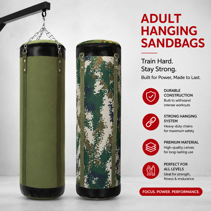 Premium PVC Boxing Sandbag Durable Hanging Punching Bag for Indoor &amp; Outdoor Training Oxford Cloth Sponge Material 60/80/100cm Sizes Chain Included Mt