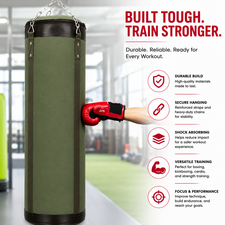 Premium PVC Boxing Sandbag Durable Hanging Punching Bag for Indoor &amp; Outdoor Training Oxford Cloth Sponge Material 60/80/100cm Sizes Chain Included Mt