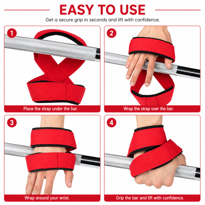 Premium Padded Figure 8 Deadlift Straps Weight Lifting Wrist Support Powerlifting Gym Fitness Pull Up Bar Grip Training Durable Comfortable Support