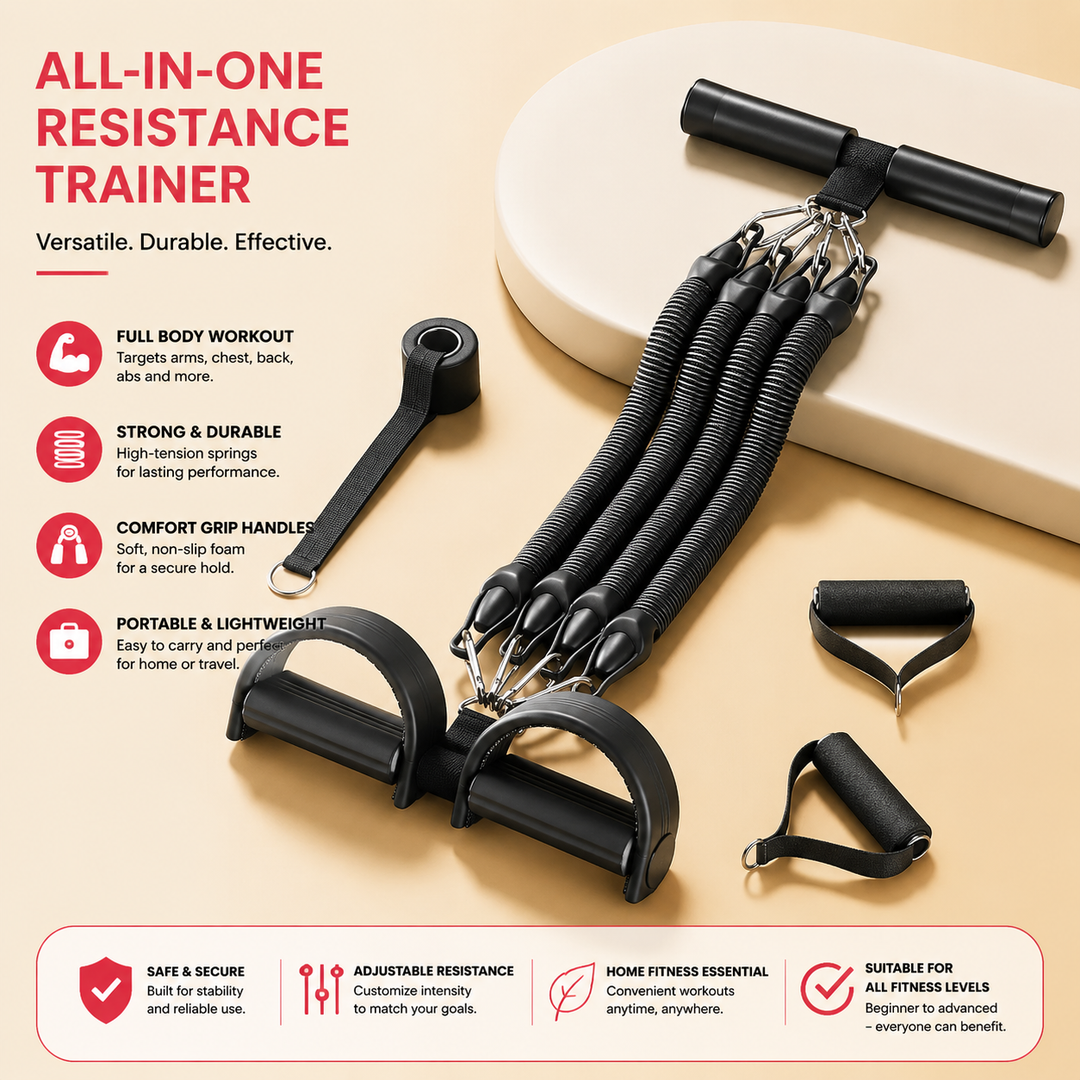 Premium Pedal Tensioner Resistance Trainer Adjustable Pull Rope Home Gym Fitness Equipment Full Body Core Back Abdominal Leg Workout Portable Exercise Device