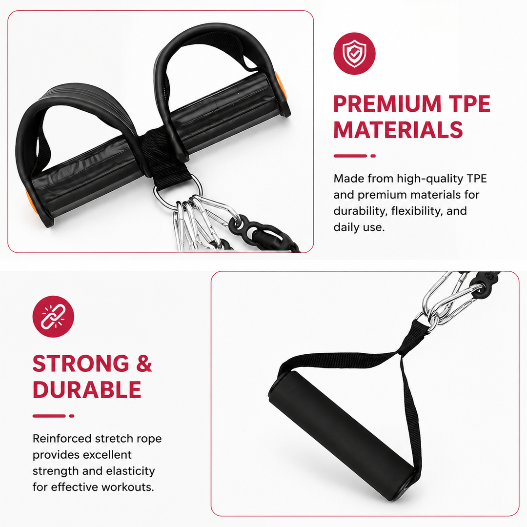 Premium Pedal Tensioner Resistance Trainer Adjustable Pull Rope Home Gym Fitness Equipment Full Body Core Back Abdominal Leg Workout Portable Exercise Device