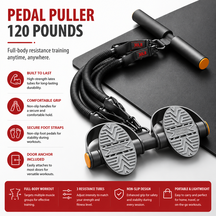 Premium Pedal Tensioner Resistance Trainer Adjustable Pull Rope Home Gym Fitness Equipment Full Body Core Back Abdominal Leg Workout Portable Exercise Device