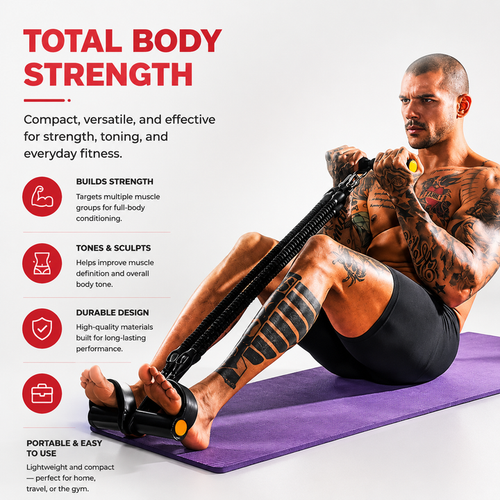 Premium Pedal Tensioner Resistance Trainer Adjustable Pull Rope Home Gym Fitness Equipment Full Body Core Back Abdominal Leg Workout Portable Exercise Device