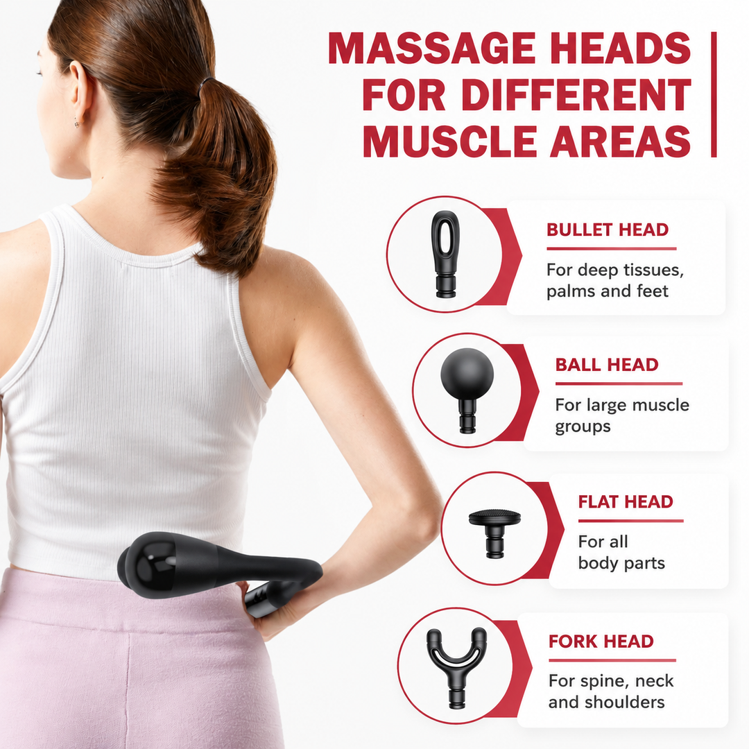 Premium Percussion Massage Gun Deep Tissue Muscle Massager Neck Back Shoulder Leg Recovery Massage Hammer Extension Handle Portable Therapy