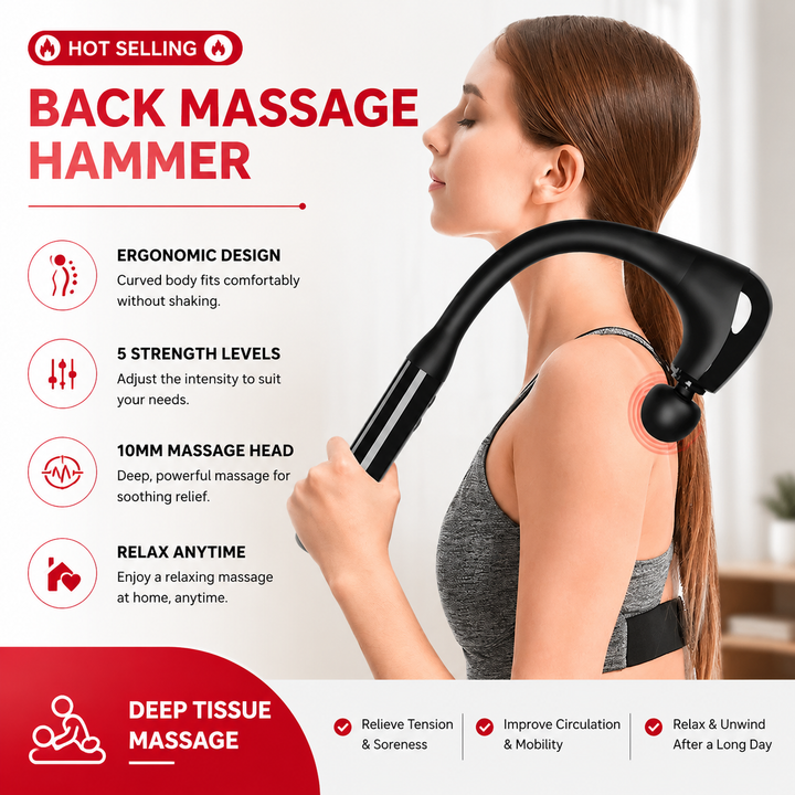 Premium Percussion Massage Gun Deep Tissue Muscle Massager Neck Back Shoulder Leg Recovery Massage Hammer Extension Handle Portable Therapy