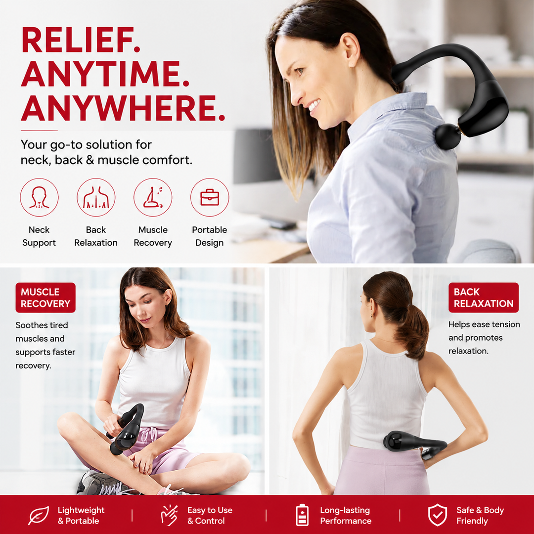 Premium Percussion Massage Gun Deep Tissue Muscle Massager Neck Back Shoulder Leg Recovery Massage Hammer Extension Handle Portable Therapy