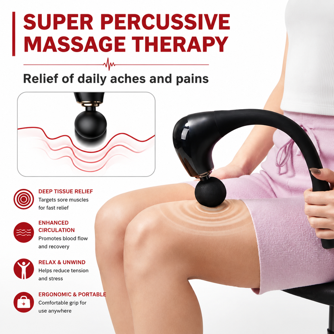 Premium Percussion Massage Gun Deep Tissue Muscle Massager Neck Back Shoulder Leg Recovery Massage Hammer Extension Handle Portable Therapy