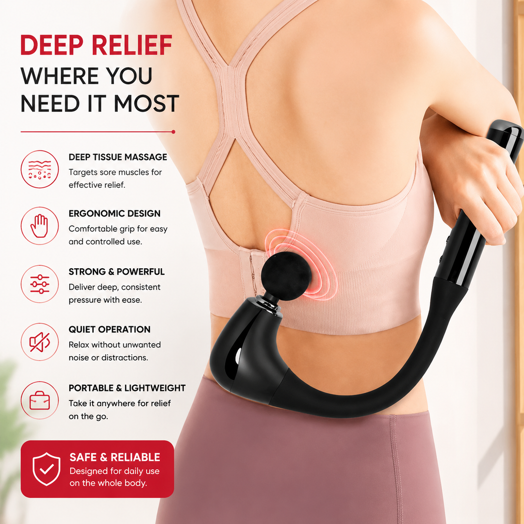 Premium Percussion Massage Gun Deep Tissue Muscle Massager Neck Back Shoulder Leg Recovery Massage Hammer Extension Handle Portable Therapy