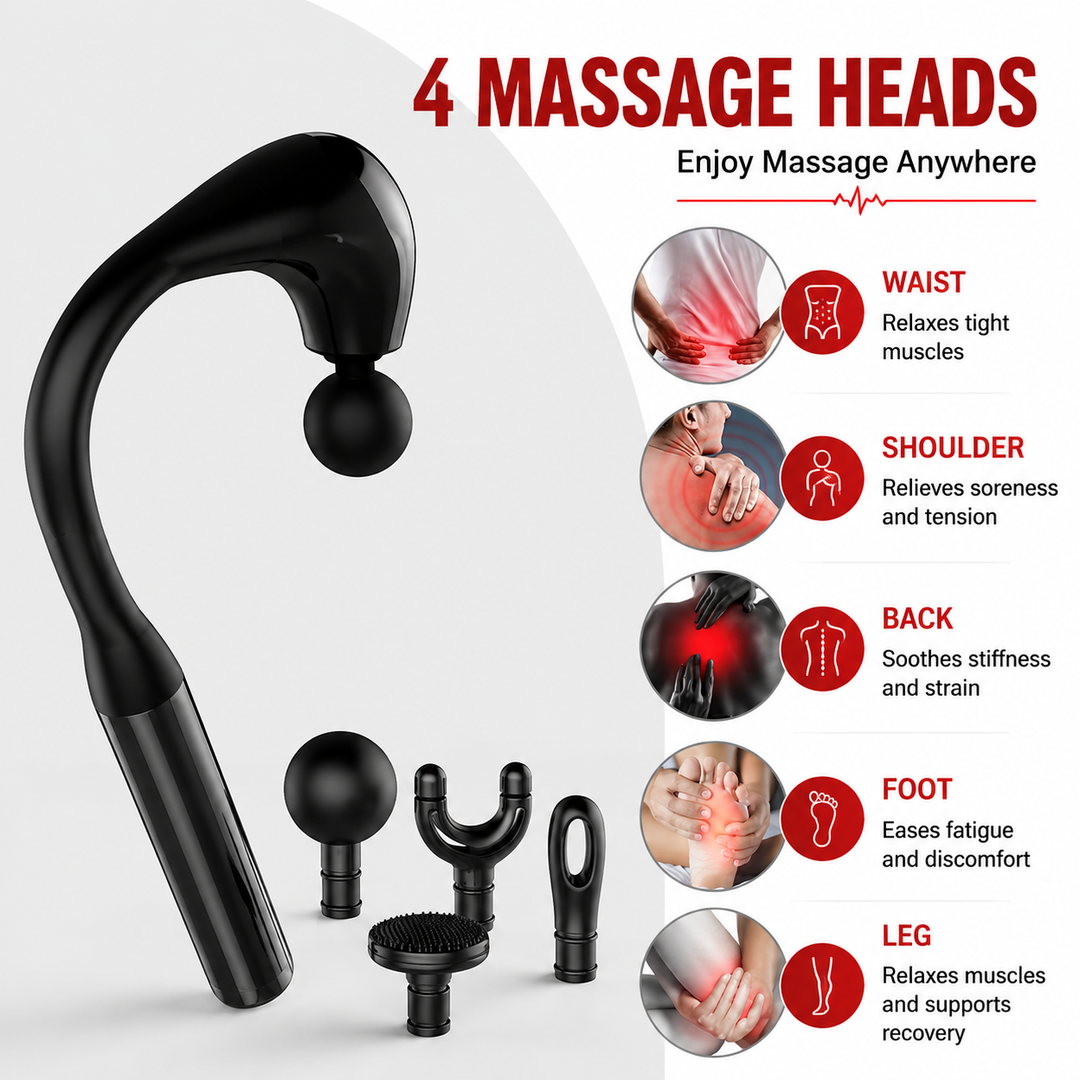 Premium Percussion Massage Gun Deep Tissue Muscle Massager Neck Back Shoulder Leg Recovery Massage Hammer Extension Handle Portable Therapy