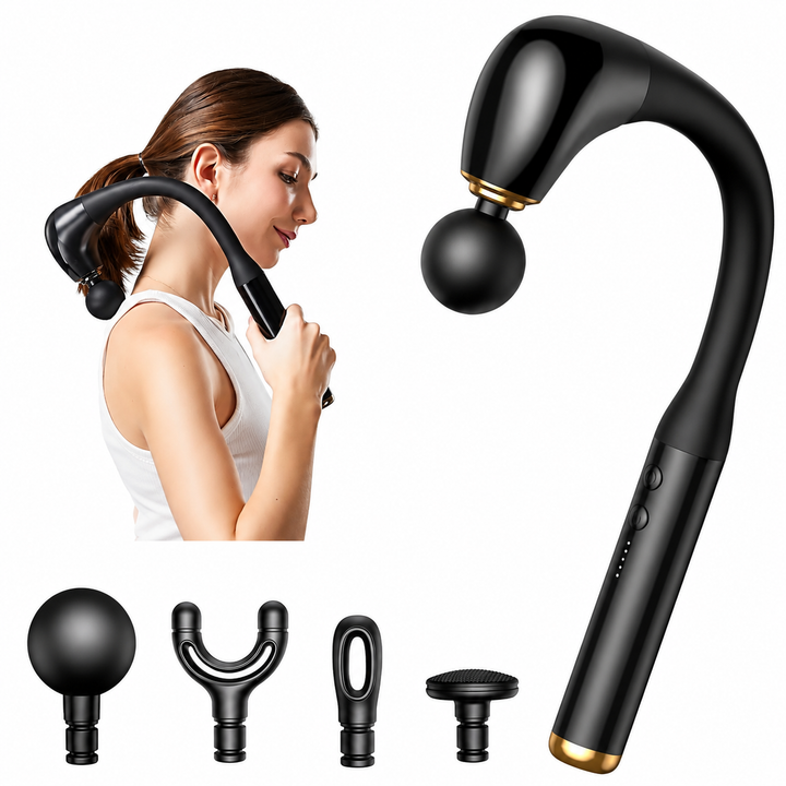 Premium Percussion Massage Gun Deep Tissue Muscle Massager Neck Back Shoulder Leg Recovery Massage Hammer Extension Handle Portable Therapy
