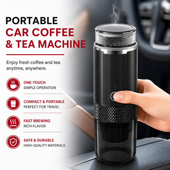 Premium Portable Electric Coffee Maker Grind and Brew K Cup Compatible Ground Coffee USB-C Rechargeable Travel Single Serve Coffee Machine