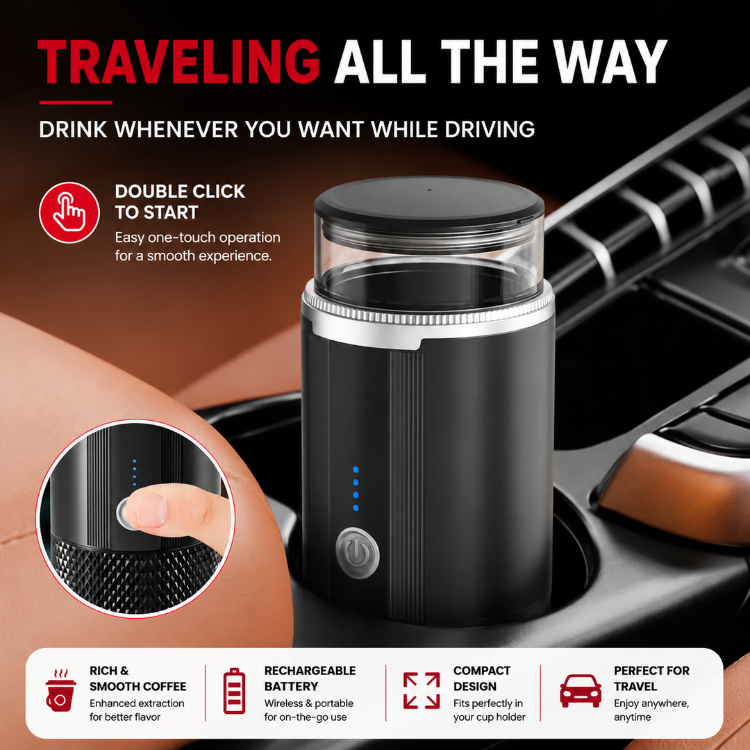 Premium Portable Electric Coffee Maker Grind and Brew K Cup Compatible Ground Coffee USB-C Rechargeable Travel Single Serve Coffee Machine
