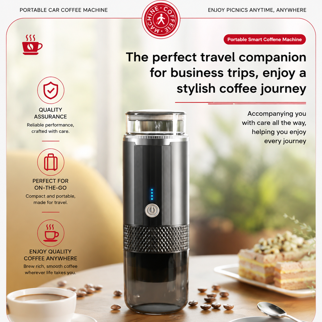 Premium Portable Electric Coffee Maker Grind and Brew K Cup Compatible Ground Coffee USB-C Rechargeable Travel Single Serve Coffee Machine