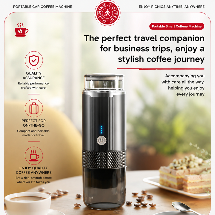 Premium Portable Electric Coffee Maker Grind and Brew K Cup Compatible Ground Coffee USB-C Rechargeable Travel Single Serve Coffee Machine