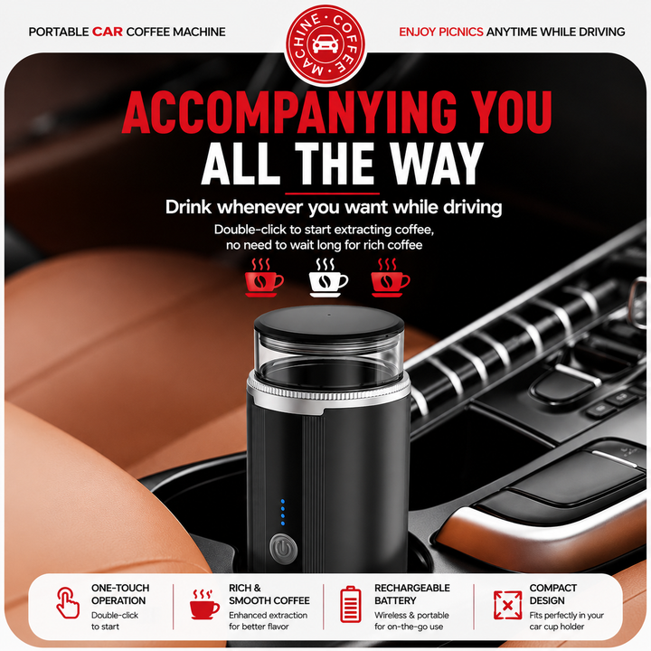 Premium Portable Electric Coffee Maker Grind and Brew K Cup Compatible Ground Coffee USB-C Rechargeable Travel Single Serve Coffee Machine