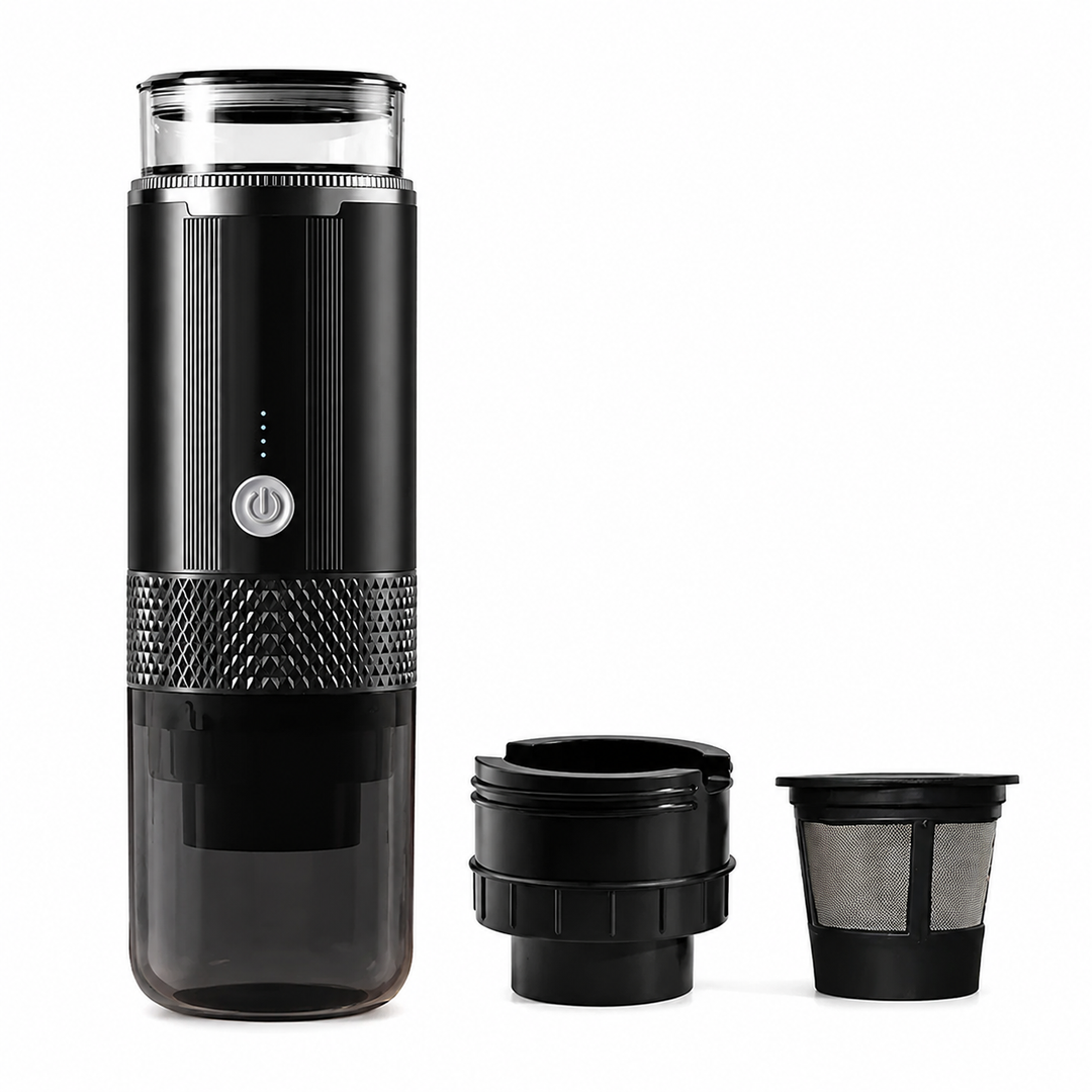 Premium Portable Electric Coffee Maker Grind and Brew K Cup Compatible Ground Coffee USB-C Rechargeable Travel Single Serve Coffee Machine