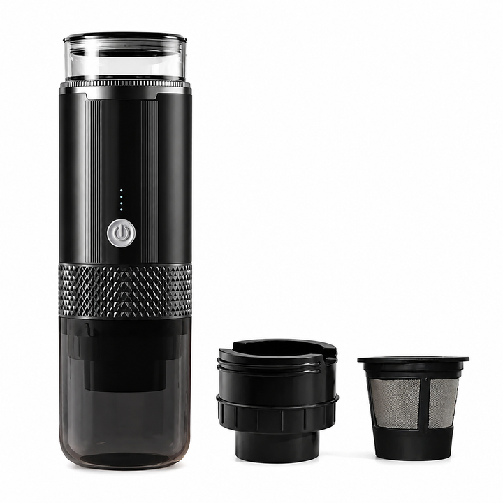 Premium Portable Electric Coffee Maker Grind and Brew K Cup Compatible Ground Coffee USB-C Rechargeable Travel Single Serve Coffee Machine