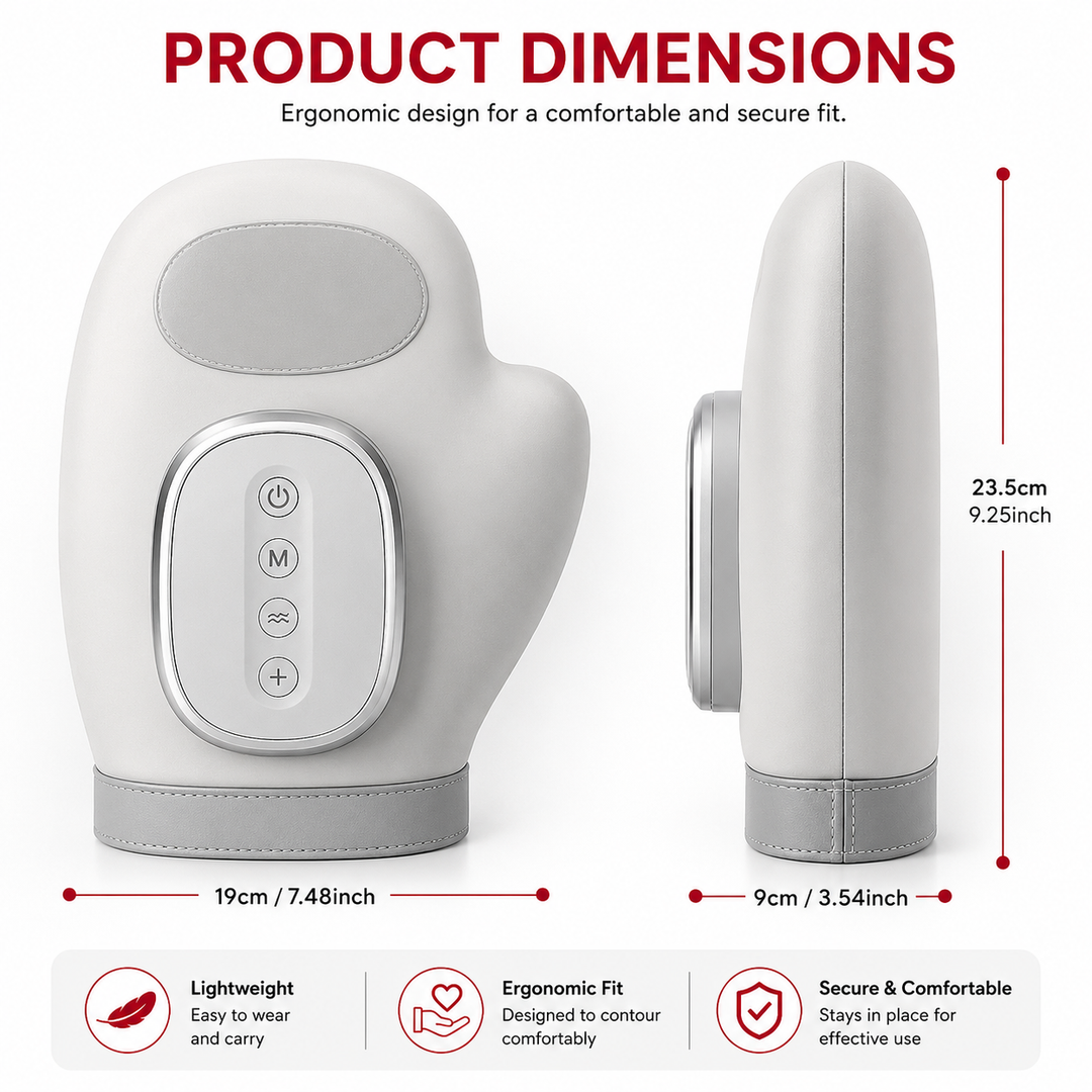Premium Portable Heated Hand Massager USB Rechargeable Compression Airbag Massage Device Heat Therapy Wrist Finger Relaxation Home Office Use