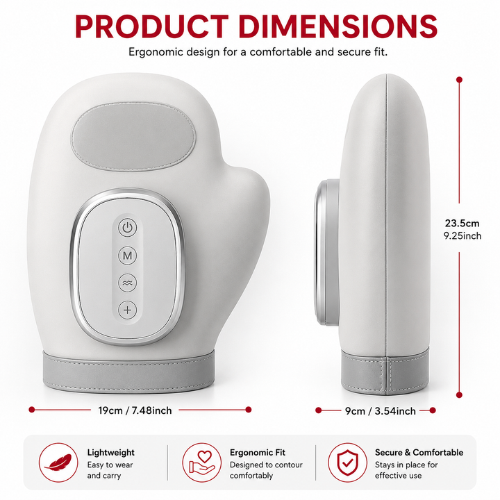 Premium Portable Heated Hand Massager USB Rechargeable Compression Airbag Massage Device Heat Therapy Wrist Finger Relaxation Home Office Use