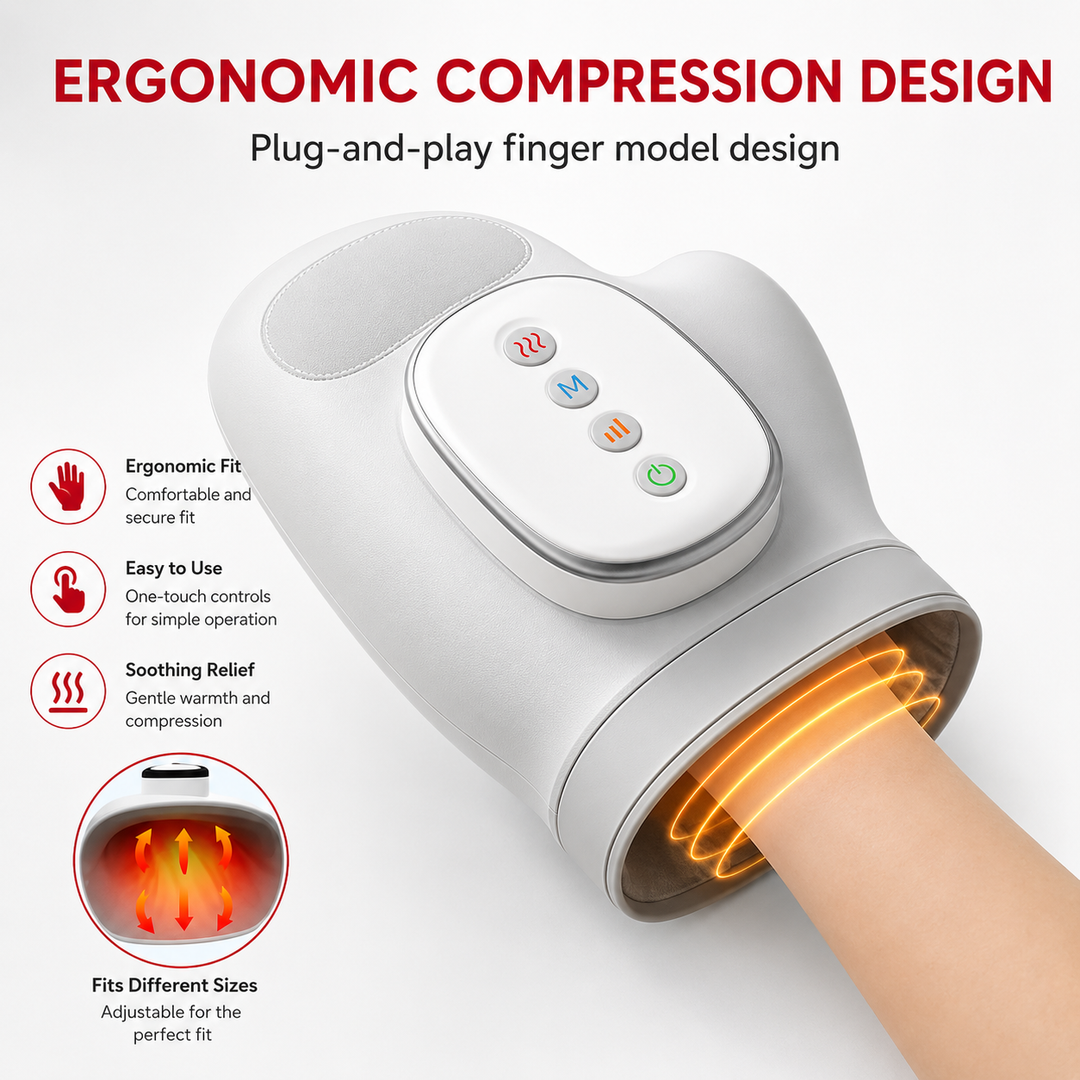 Premium Portable Heated Hand Massager USB Rechargeable Compression Airbag Massage Device Heat Therapy Wrist Finger Relaxation Home Office Use