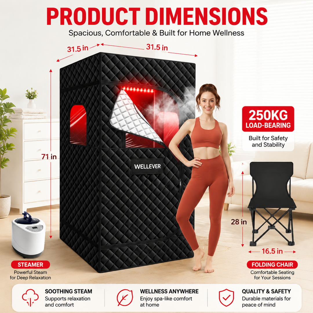 Premium Portable Home Sauna Tent Red Light Therapy Steam Spa 1000W Heater 2.5L Generator Adjustable Temperature Foldable Full Body Sauna Kit