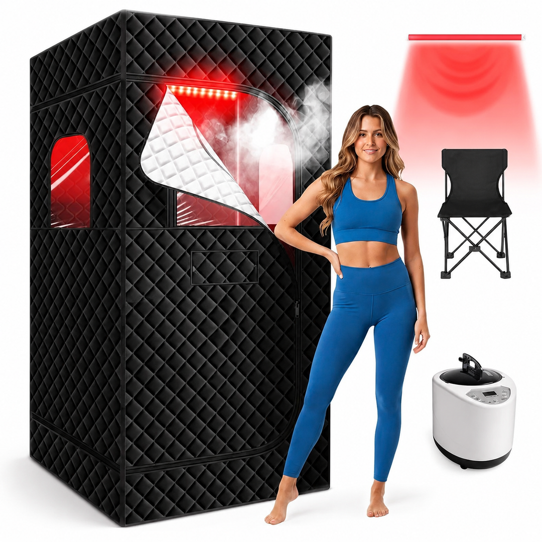 Premium Portable Home Sauna Tent Red Light Therapy Steam Spa 1000W Heater 2.5L Generator Adjustable Temperature Foldable Full Body Sauna Kit