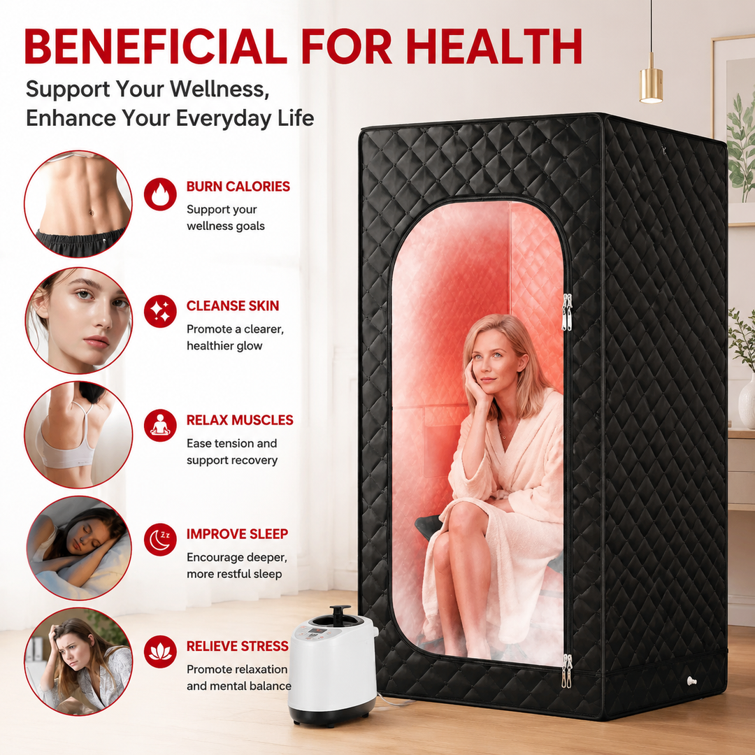 Premium Portable Home Sauna with Red Light Therapy Steam Tent 1200W 15 Level Heating 660nm 850nm Infrared Sauna Timer Remote Foldable Home Spa System