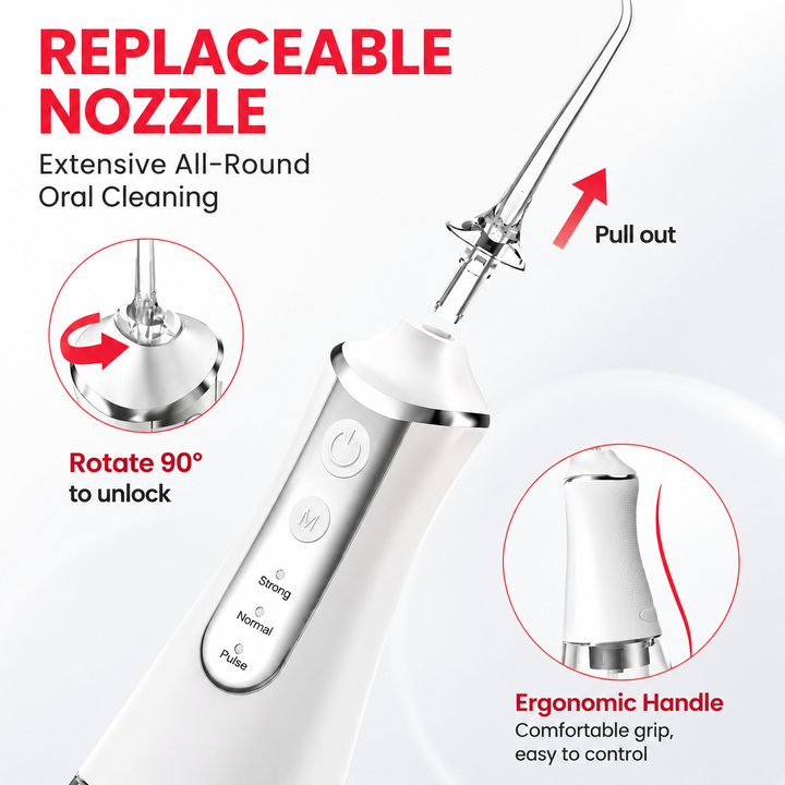 Premium Portable Oral Irrigator 300ML USB Rechargeable Water Flosser 5 Nozzles 3 Modes IPX7 Waterproof Dental Cleaner Teeth Cleaning Portable