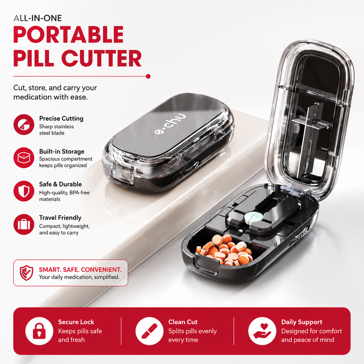 Premium Portable Pill Organizer 3 Compartment Medicine Box Waterproof Travel Tablet Case Vitamin Supplement Storage Container Compact Daily Use