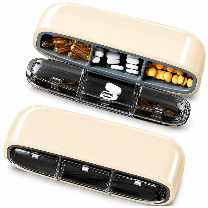 Premium Portable Pill Organizer 3 Compartment Medicine Box Waterproof Travel Tablet Case Vitamin Supplement Storage Container Compact Daily Use