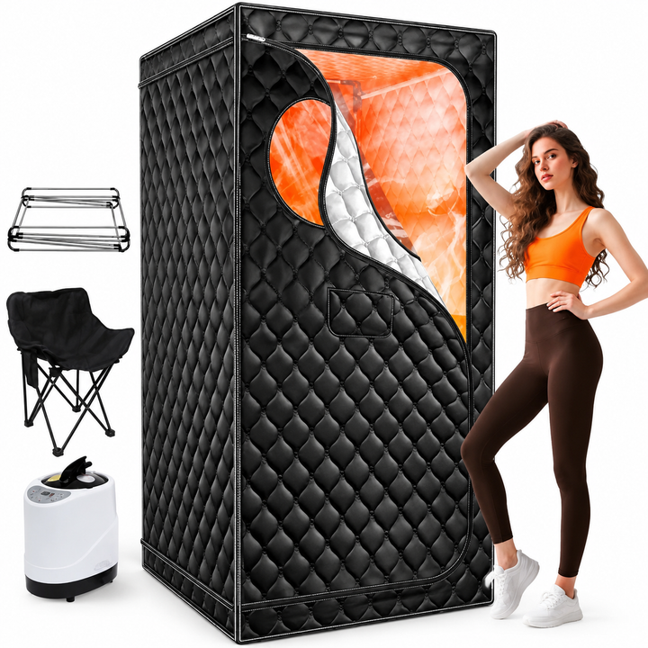 Premium Portable Steam Sauna Tent Full Size Home Sauna 3L 1300W Steam Generator 9 Heat Levels Timer Folding Chair Deep Detox Spa Relaxation System