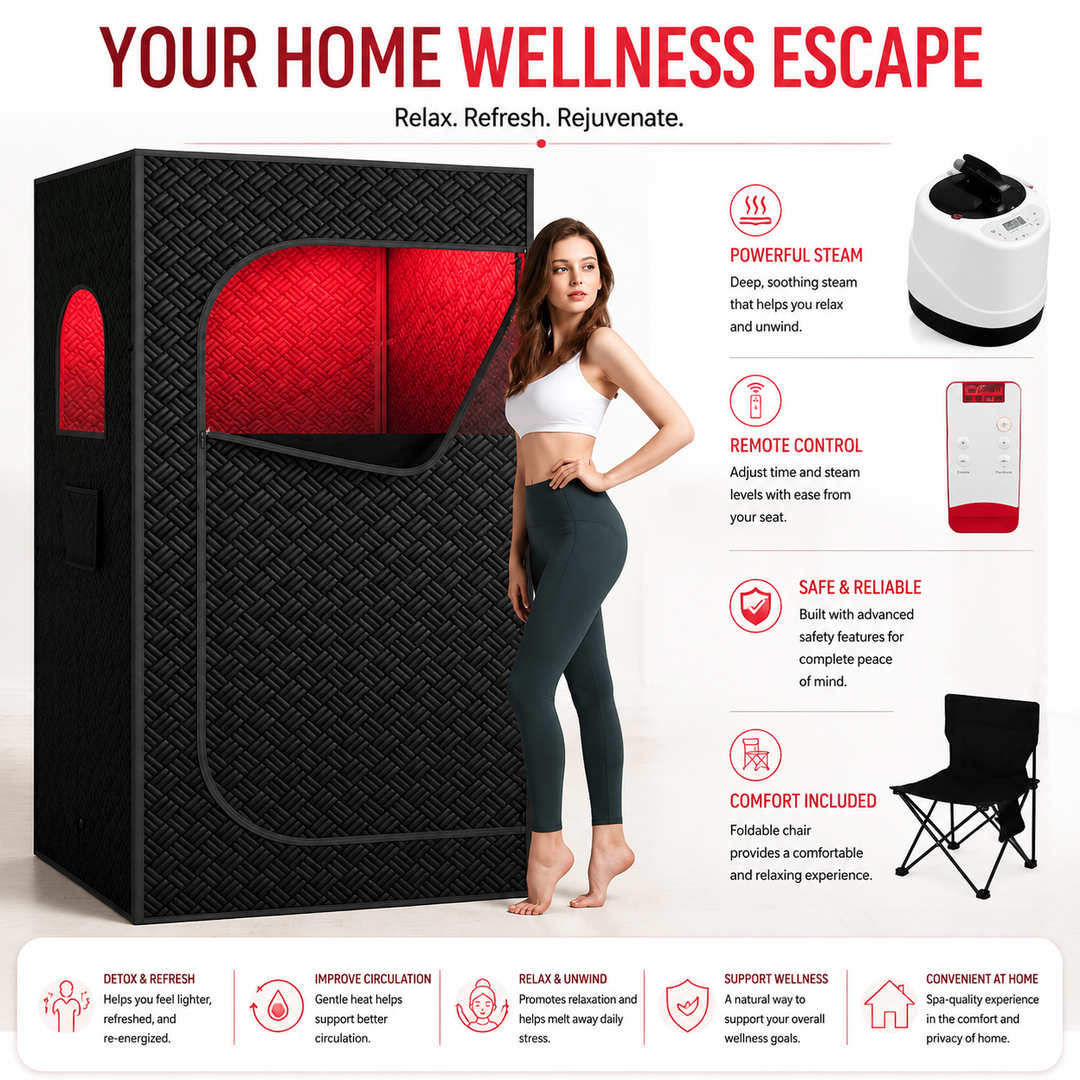 Premium Portable Steam Sauna Tent Infrared Home Sauna 2.5L Steam Generator 9 Heat Levels 99 Min Timer Foldable Spa Detox Relaxation Wellness System