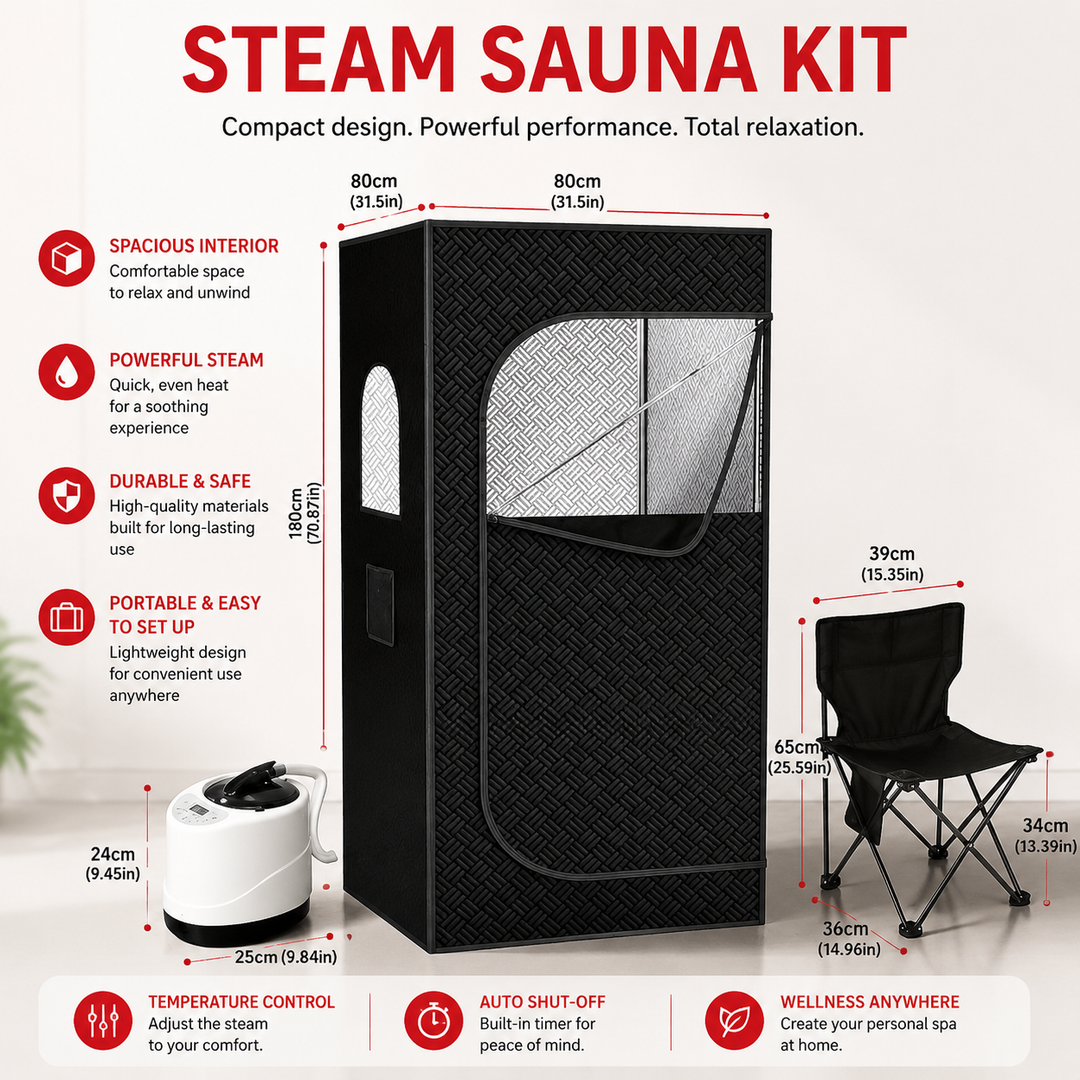 Premium Portable Steam Sauna Tent Infrared Home Sauna 2.5L Steam Generator 9 Heat Levels 99 Min Timer Foldable Spa Detox Relaxation Wellness System