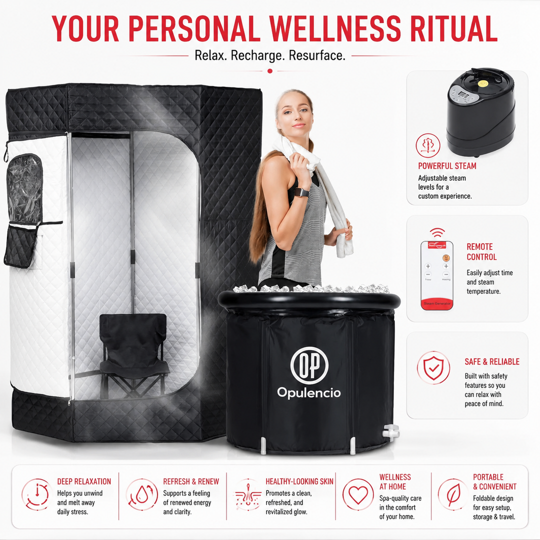 Premium Portable Steam Sauna Tent with Ice Bath Tub Home Contrast Therapy Sauna Remote Control 9 Heat Levels Foldable Spa Recovery Wellness System