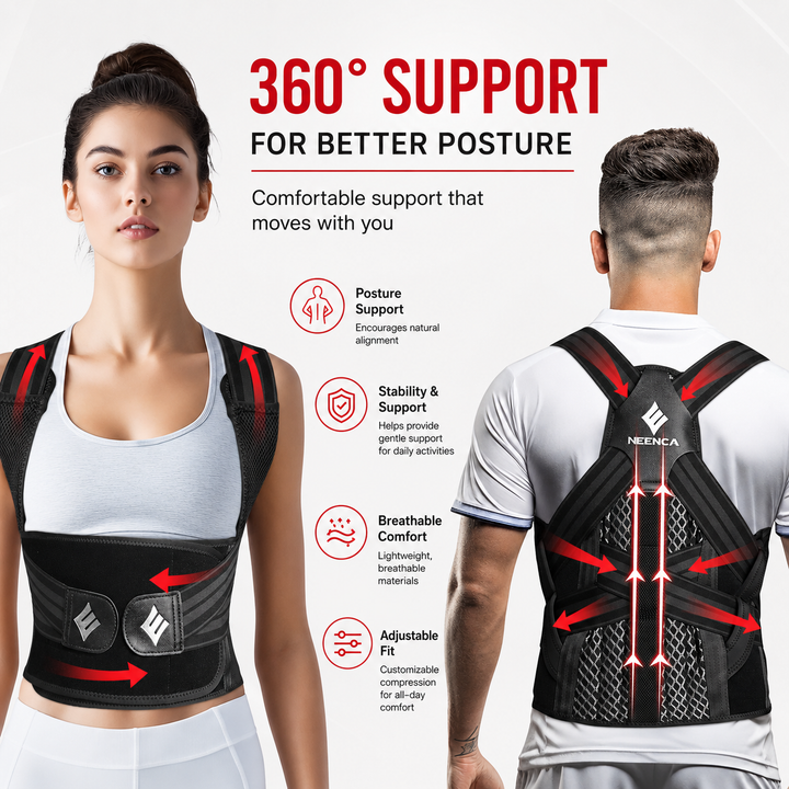 Premium Posture Corrector Brace Adjustable Back Support Spine Alignment Shoulder Support Slouching Pain Relief Breathable Lightweight Posture Correction Belt for Daily Use