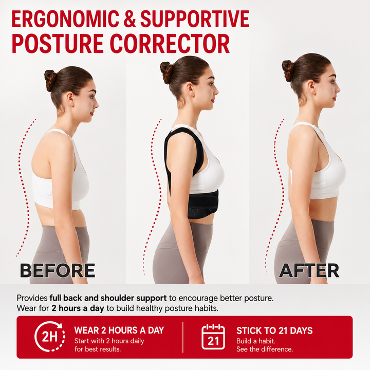 Premium Posture Corrector Brace Adjustable Back Support Spine Alignment Shoulder Support Slouching Pain Relief Breathable Lightweight Posture Correction Belt for Daily Use