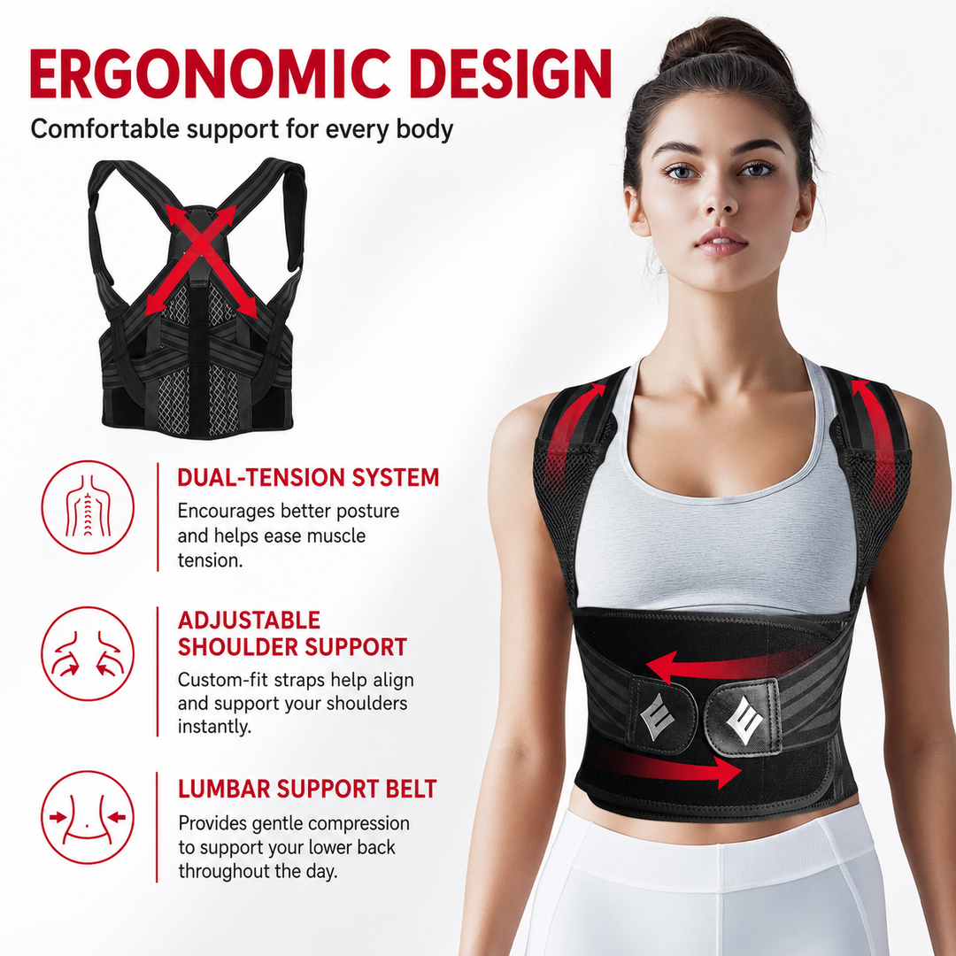 Premium Posture Corrector Brace Adjustable Back Support Spine Alignment Shoulder Support Slouching Pain Relief Breathable Lightweight Posture Correction Belt for Daily Use