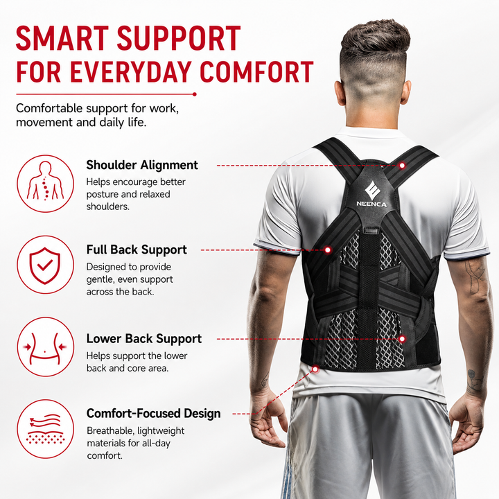 Premium Posture Corrector Brace Adjustable Back Support Spine Alignment Shoulder Support Slouching Pain Relief Breathable Lightweight Posture Correction Belt for Daily Use