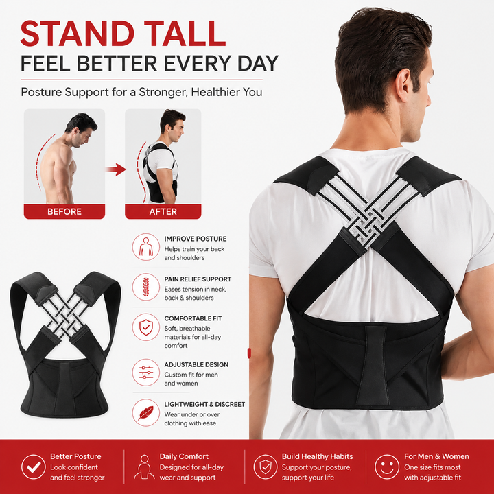 Premium Posture Corrector Brace Adjustable Back Support for Kids Students Adults Shoulder Alignment Adjustable Posture Support Belt Daily Wear Ergonomic Fit