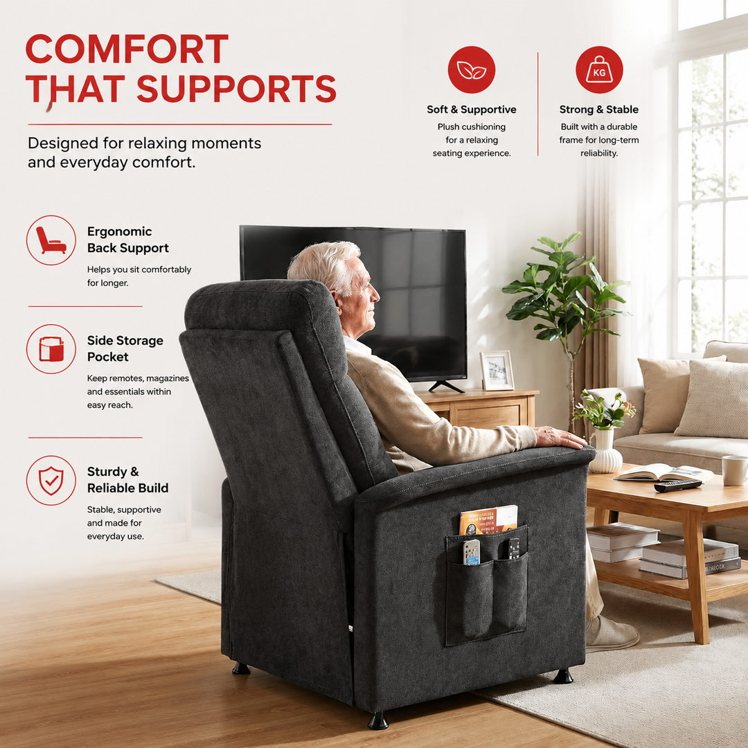 Premium Power Recliner Chair with Massage and Heat Electric Reclining Chair 8 Vibration Nodes Footrest Side Pockets Remote Control Home Living Sofa Adjustable