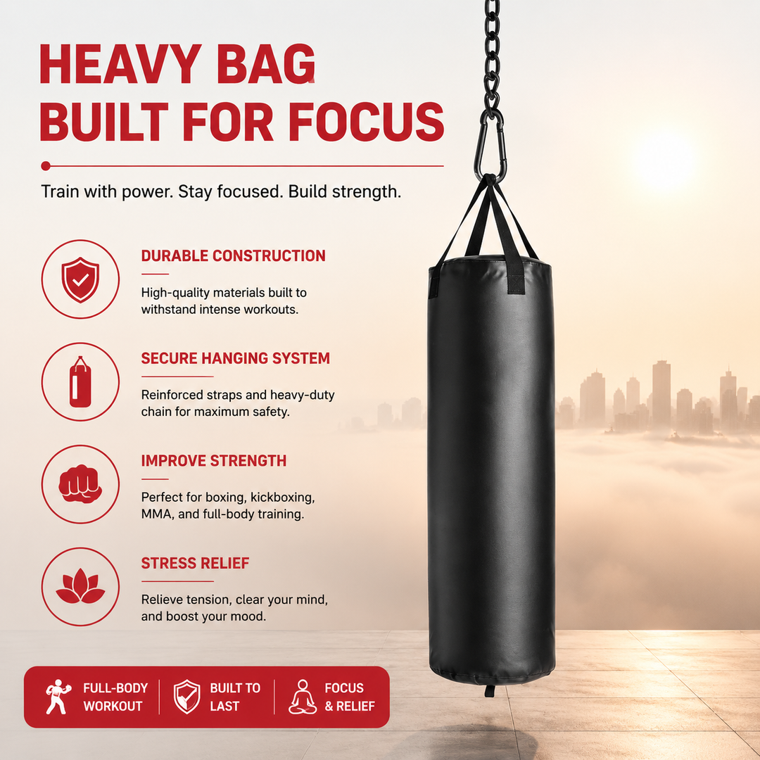 Premium Professional Boxing Sandbag Heavy Punching Bag 40/46in Empty Training Bag Synthetic Leather Hanging Kick Bag Gym Fitness Kickboxing Taekwondo Kit Hook Carabiner Handwraps