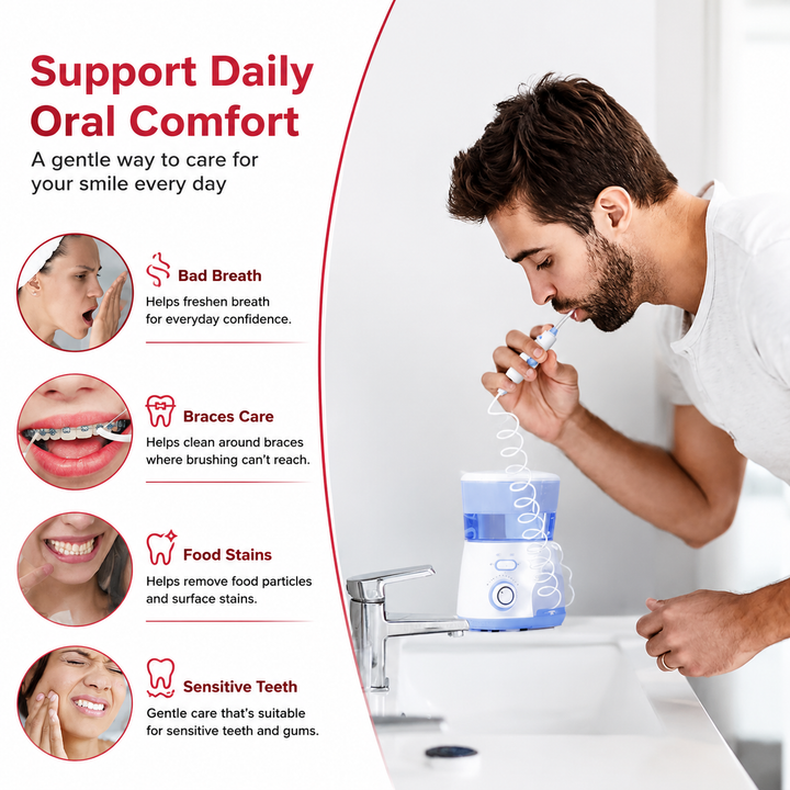 Premium Professional Oral Irrigator Water Flosser 1800 Pulses/min 800ml Tank 5 Tips Adjustable Pressure Electric Dental Cleaner Braces Implants Gum Care Home Use