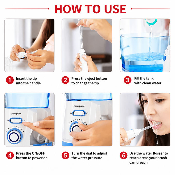 Premium Professional Oral Irrigator Water Flosser 1800 Pulses/min 800ml Tank 5 Tips Adjustable Pressure Electric Dental Cleaner Braces Implants Gum Care Home Use