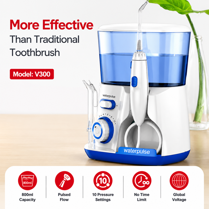 Premium Professional Oral Irrigator Water Flosser 1800 Pulses/min 800ml Tank 5 Tips Adjustable Pressure Electric Dental Cleaner Braces Implants Gum Care Home Use