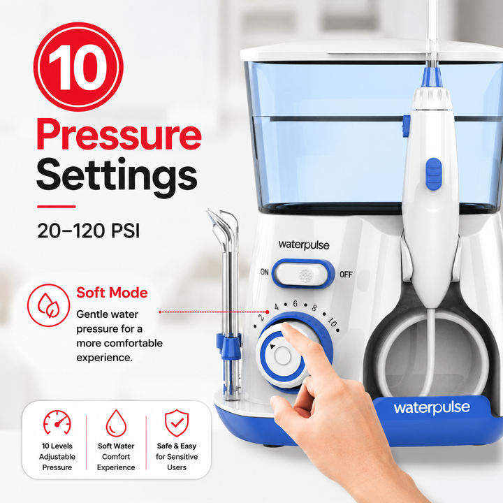 Premium Professional Oral Irrigator Water Flosser 1800 Pulses/min 800ml Tank 5 Tips Adjustable Pressure Electric Dental Cleaner Braces Implants Gum Care Home Use