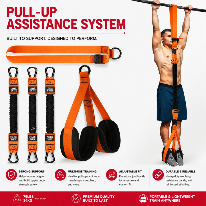 Premium Pull Up Assistance Band Adjustable Resistance Training Strap Steel Buckle Support Band Home Gym Pull Up Strength Training Fitness Aid