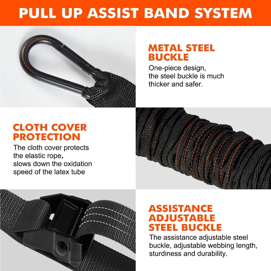 Premium Pull Up Assistance Band Adjustable Resistance Training Strap Steel Buckle Support Band Home Gym Pull Up Strength Training Fitness Aid