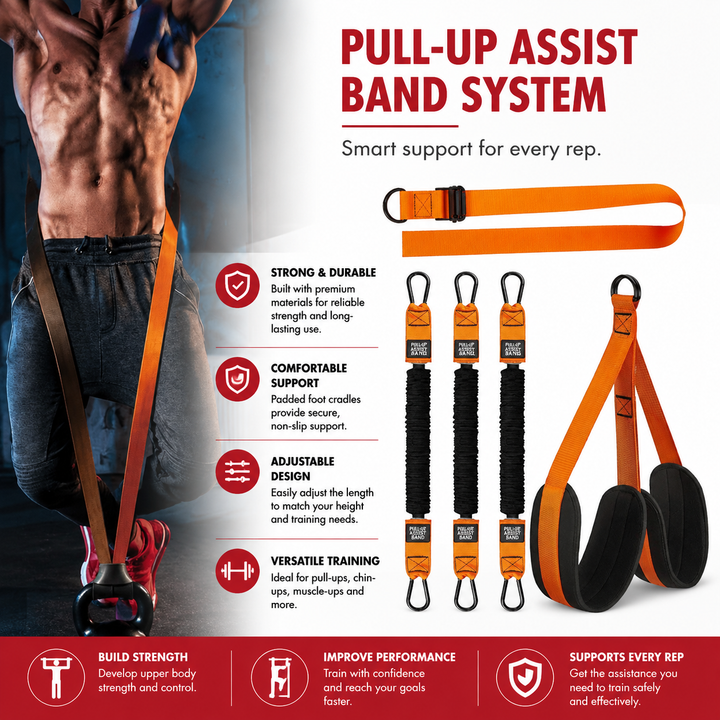 Premium Pull Up Assistance Band Adjustable Resistance Training Strap Steel Buckle Support Band Home Gym Pull Up Strength Training Fitness Aid